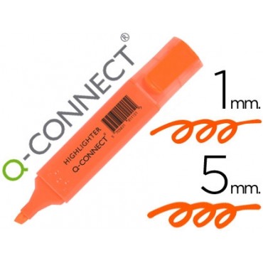 Marcador Fluorescente Q-connect de ponta biselada laranja
