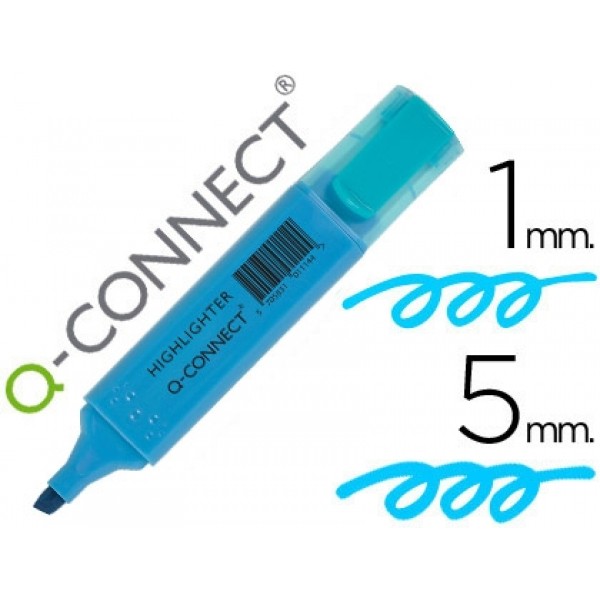 Marcador Fluorescente Q-connect de ponta biselada azul