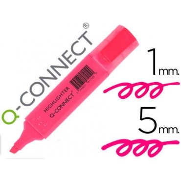 Marcador Fluorescente Q-connect de ponta biselada rosa